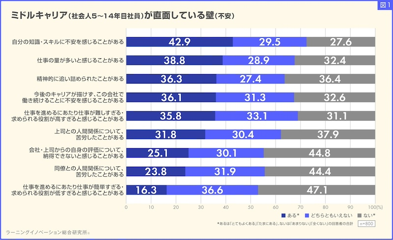 「知識・スキルの不安」がミドルキャリア最大の壁