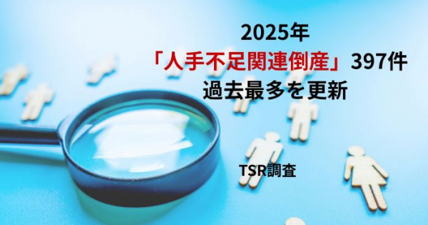 2025年「人手不足関連倒産」397件、過去最多を更新 TSR調査 - オフィス